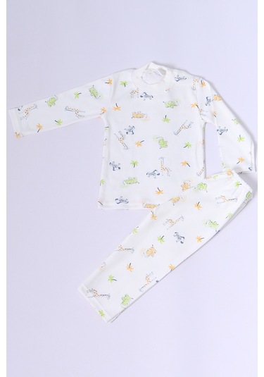 Hçm Bebek Pamuk Pijama Takımı Tenkli Baskılı Bisiklet Yaka A2 Yeşil