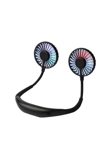 Symbee Boyun Bağlı Mini Fan, 3 Hızlı, 360 Ayarlanabilir, Kokulu Pamuk, Led Işıklı, Usb Şarjlı, Taşınabilir Soğutucu - Siyah