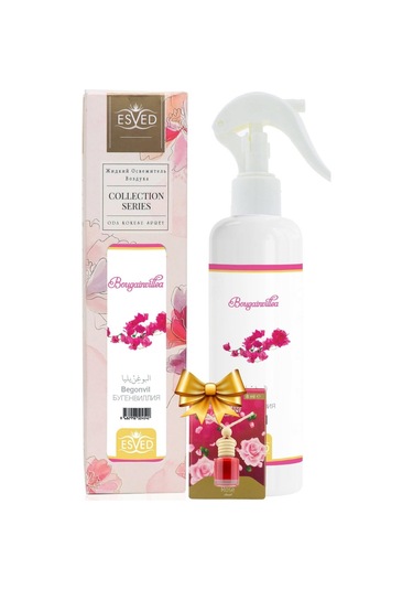 Esved Begonvil Çiçeği Kokusu Sprey 400 ML + Gül Kokusu Araba Kokusu 8 ML