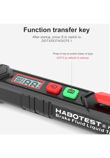Springsun Habotest Ht662 Fren Hidroliği Test Kalemi - Lcd Dijital+sesli-ışıklı Alarm+3 Renkli Arka Işık İle Otomobil/motosiklet Test Cihazı