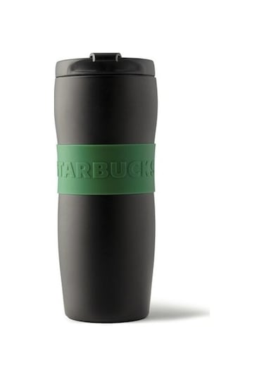 Starbucks Siyah Paslanmaz Çelik Termos Yeşil Şeritli 355Ml