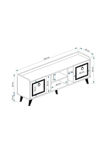 Tv Sehpası Raks Beyaz Gold 150 Cm