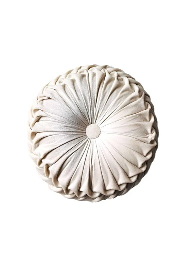 Ximistore9 Bej Kadife Kürbis Desenli Yuvarlak Yastık - Ev Dekorasyonu Kırık Desenli Yastık, Koltuk Sandalye Yatak Araba Kullanıma Uygun Beyaz