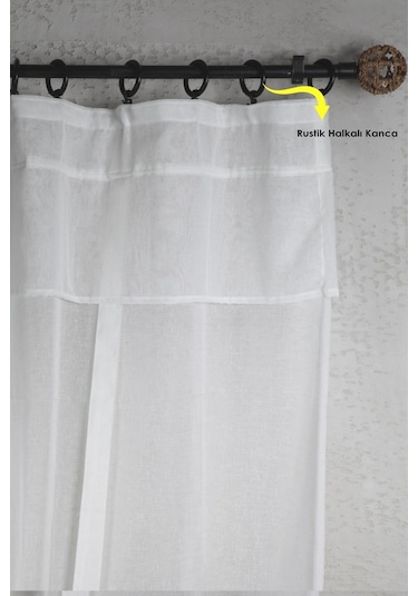 Potlu Keten Tül Perde Ekru Krem