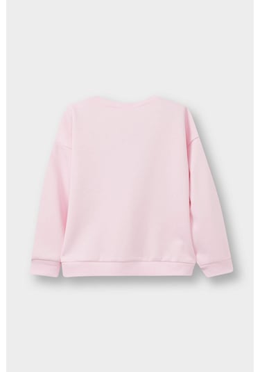 Defacto Kız Bebek Bisiklet Yaka Baskılı İçi Yumuşak Tüylü 2li Sweatshirt E8922a525aupn441 Pembe
