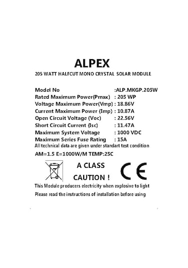 205 W Half Cut Monokristal Güneş Paneli