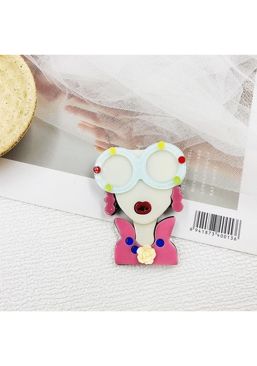 Pembe Bucome Yaratıcı Komik Karikatür Kız Broş Yeni Moda Pin Çanta Kolye Çanta Aksesuarları Pembe