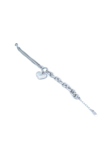 Ferizz 316L Çelik Büyük Kalp Detaylı Kadın Zincir Bileklik Beyaz