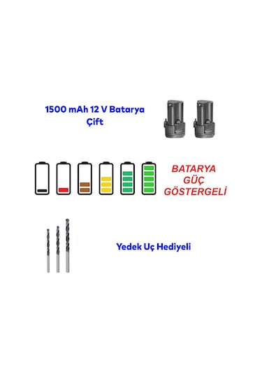 Total Çift Akülü Darbeli Vidalama Matkap 12 V Li-on 1500 Mah