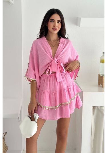 Deniz Kabuğu Aksesuarlı Takım Pembe Pembe