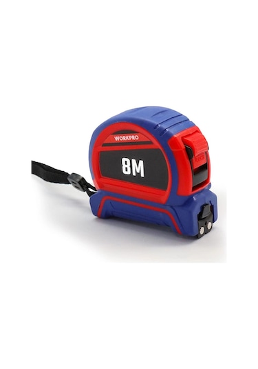 Workpro Wp261044 8mx25mm Naylon Kaplama Sarı Çift Taraflı Manyetik Çelik Şerit Metre Standart