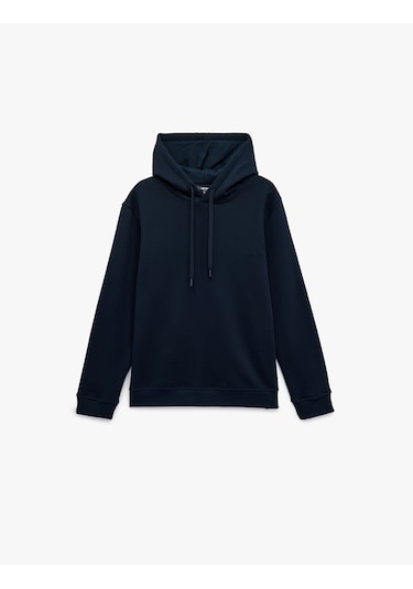 Koton Şardonlu Uzun Kollu Basic Kapşonlu Sweatshirt Lacivert 6wam70015mk Lacivert