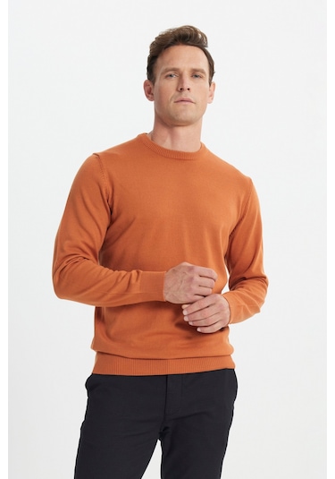 Altinyildiz Classics Erkek Kiremit Standart Fit Normal Kesim Bisiklet Yaka Triko 4A4923100001KMTXL Kiremit