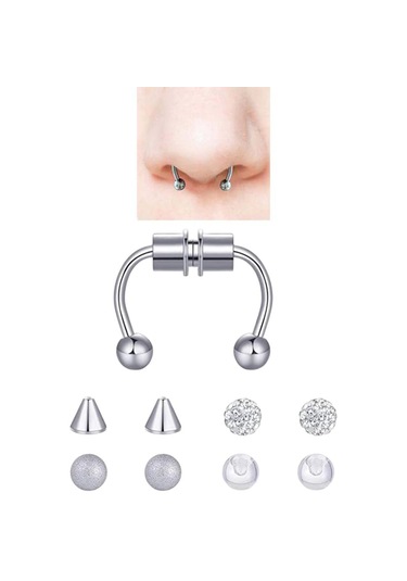 Suntek Kadınlar Için Manyetik Sahte Akrilik-gümüş-1,2x8x3mm Gümüş