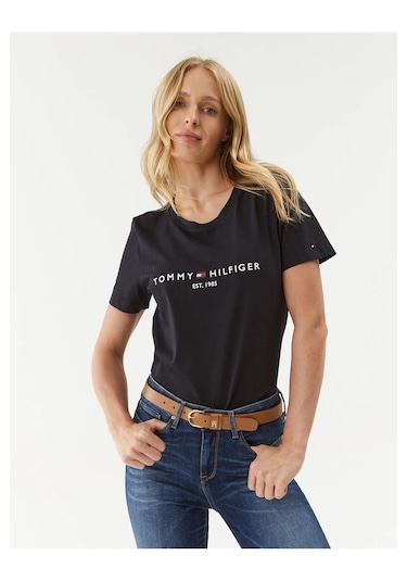 Tommyhilfiger Organik Pamuk Bayan T-shirt Siyah