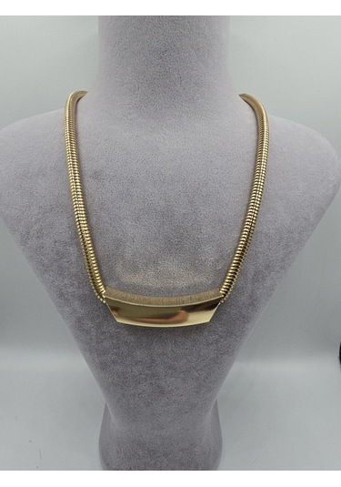 Vip Zara Model Kalın Zincir Plaka Kolye Altın