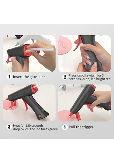 Honeybeeshop Siyah 2600mah Kablosuz Sıcak Tutkal Tabancası Taşınabilir Şarj Edilebilir Lityum Pil Dıy El Sanatları Okul Projeleri