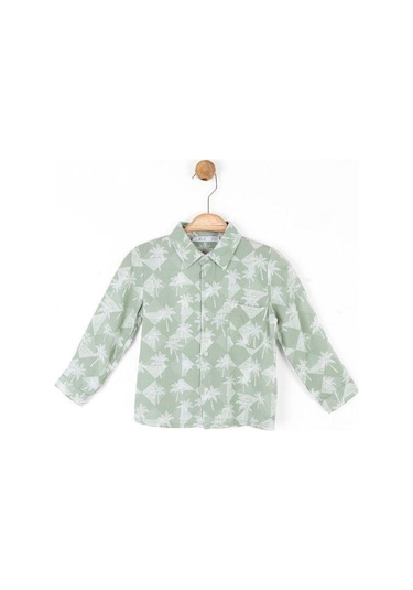 Nk Kids Erkek Bebek Palmiye Baskılı Gömlek-13964 Mint