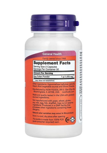 Bee Pollen Caps 500 Mg 100 Kapsül Her Servis 2 Kapsül 1000 Mg.