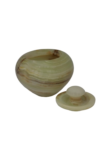 El Yapımı Oniks Doğal Taş Elma Model Şekerlik - 5 İnç Dekoratif