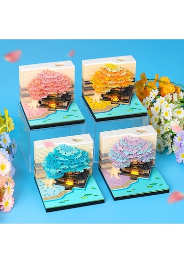 Ağaç Masa Takvimi 2025 Takvim Planlayıcı Led Işıklı Yaratıcı