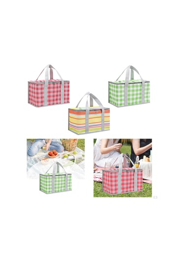 Kırmızı Taşıma Çantası Soğutucu Saplı Standlar Dik Yalıtımlı Yeniden Kullanılabilir Market Alışverişi Kırmızı