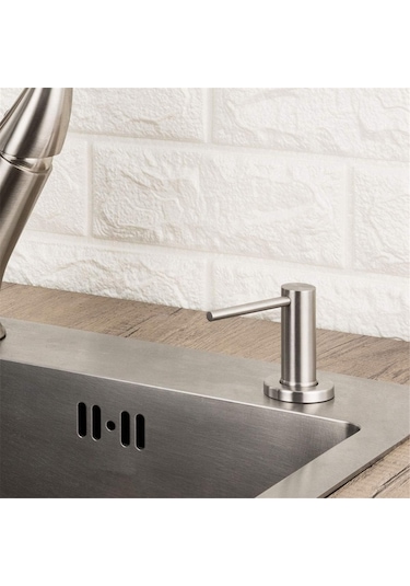 Xurunkeji Mutfak Lavabosu İçin Sabunluk Fırçalanmış Paslanmaz Çelik Tezgah Üstü Pompalı El Losyonu Şişe Ve Gümüş Gümüş