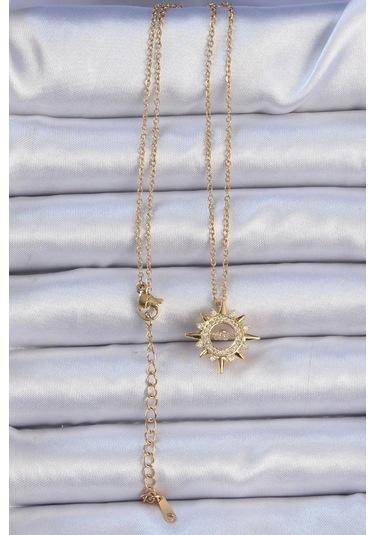 316l Çelik Zincir Altın Renk Zirkon Taşlı Parlayan Yıldız Kolye Çok Renkli