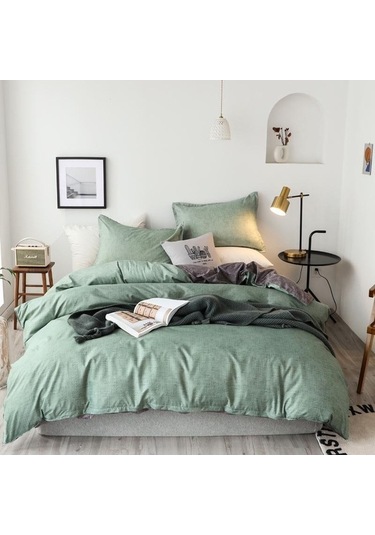 Novahub Yeşil 3 Adet Ev Tekstili Yatak Seti Düz Renk Nevresim Takımları Nevresim Yastık Kılıfı Avrupa Boyutu Kral Kraliçe Yorgan Ve Çarşaf Yok 150 200cm Yeşil