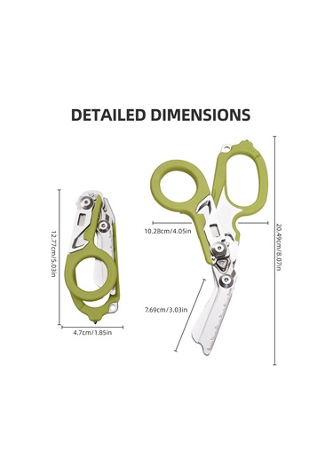 Hfambition Yeşil Çekirdekli Çok İşlevli Açık-kapalı Makas: Dış Mekan, Kamp İçin Çelik Gergi Kesici, Cam Kırıcı Ve Ölçü Çizgili Araç