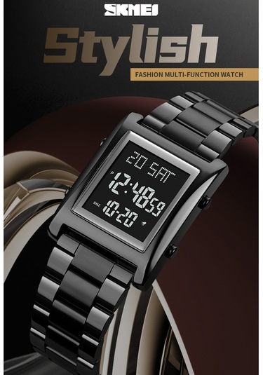 Dofolink Skmeı 1812 Erkek Dijital Saat - Çift Zaman, Geri Sayım, Stopwatch Ve 50m Su Geçirmez - Spor Ve İş İçin Siyah