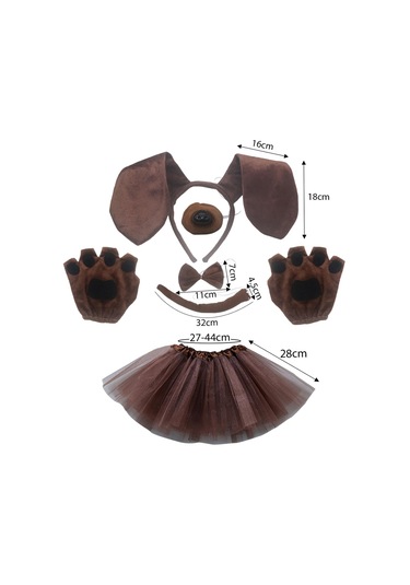 Suntek Köpek Kulakları Kafa Bandı Ve Elbiseli-kahverengi