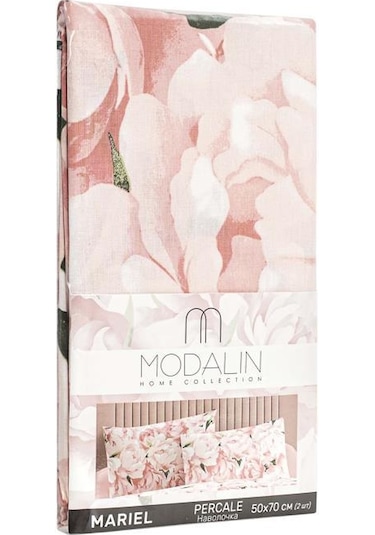 Yastık Kılıfı 2 Li Mariel Percale Baskılı %100 Pamuk 50x70 Cm Somon