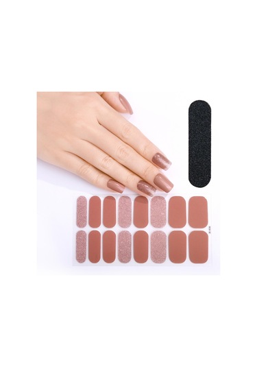 Suntek Tırnak Törpüsü + Yapıştırma Oje Çıkartmaları Kahverengi 16'lı