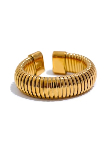 Altın Eetit Moda Paslanmaz Çelik Yuvarlak Elastik Açık Halka 2023 Minimalist 18k Pvd Kaplama Metal Klasik Doku Takı Anillo Bijoux Altın