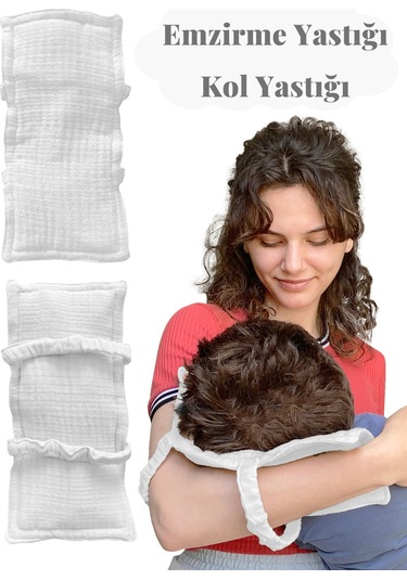Pamuk Muslin Bebek Emzirme Yastığı Ter Emici Kol Yastığı Beyaz