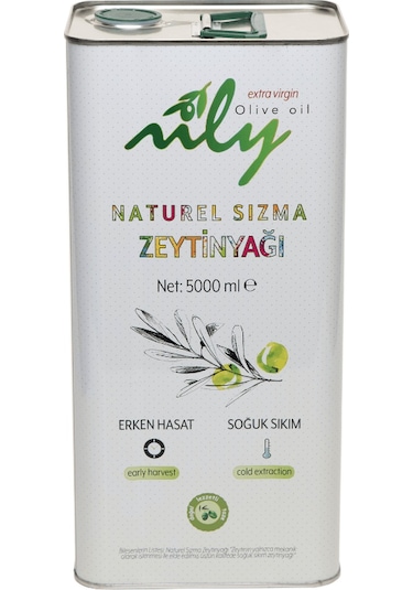 Nily Erken Hasat Soğuk Sıkım Naturel Sızma Zeytinyağı Teneke 5 L