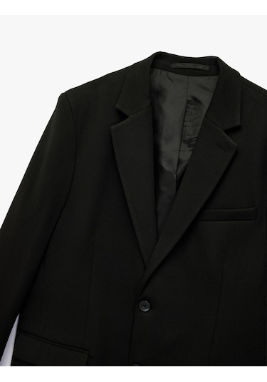 Koton Slim Fit Kapaklı Cep Detaylı Uzun Kollu Mono Yaka Blazer Ceket Siyah 6wam50008hk Siyah
