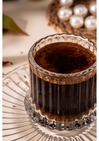 Mest 12 Parça 6 Kişilik Cam Kahve Fincan Seti 125 Cc - Zarif Tasarım Şeffaf