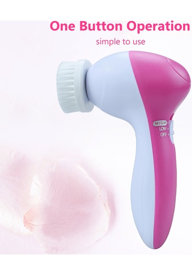 Mufunye Cilt Temizleme Ve Masaj Cihazı - Çok Amaçlı Yüz Bakım Aleti, 5 Başlıklı, Pil Dahil Değil, Mavi Mavi