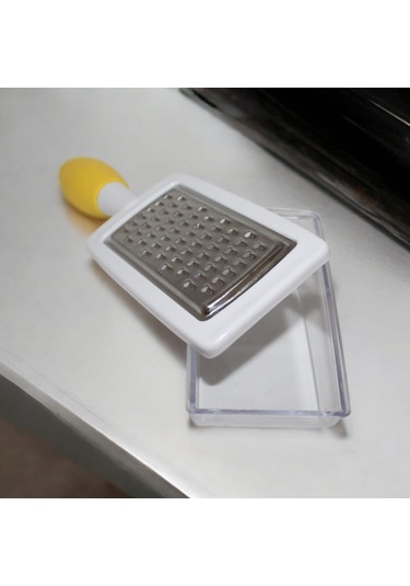 Silikon Saplı Hazneli Rende Hazneli Metal El Rendesi Sarımsak Peynir Sebze El Rendesi Beyaz