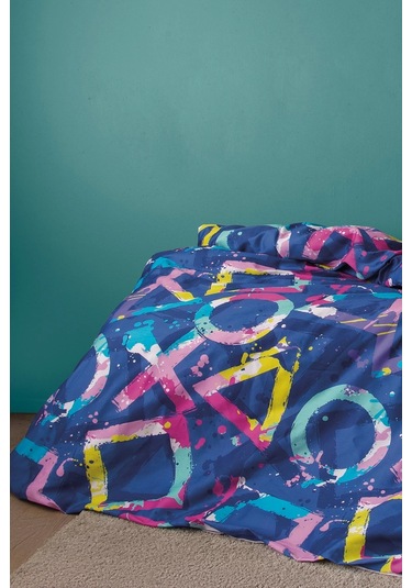 Play 210 Tc 83 Tel Dijital Pamuk Saten Tek Kişilik Nevresim Takımı Çok Renkli