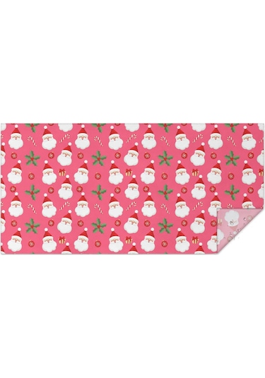 Noel Desenli Dikdörtgen Masa Örtüsü 60x120 İnç, Su Geçirmez Ve Leke Tutmaz-a174 Açık Pembe