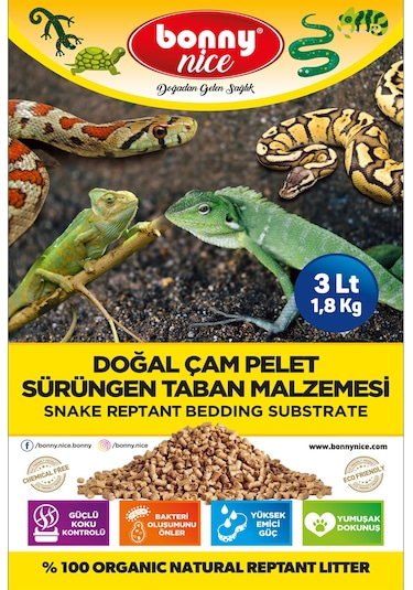 Bonny Nice Doğal Çam Pellet Sürüngen Taban Malzemesi 3 l x 10 Pk