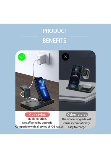 Maiyame A002 Siyah 3'ü 1' Arada Katlanabilir Dikey Kablosuz Şarj Cihazı - Telefon, Saat, Kulaklık İçin 15w Maksimum Güç