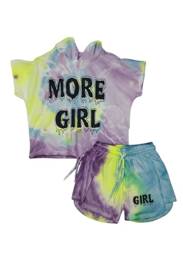 Kız Çocuk More Girl Yazılı Lila Renk Batik Şortlu Takım
