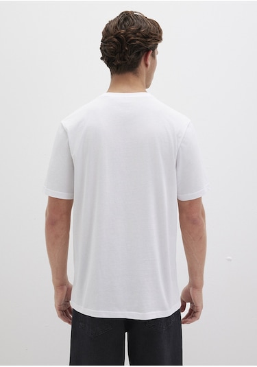 Mavi - Siyah Miav Baskılı Beyaz Tişört 067153-602 Beyaz