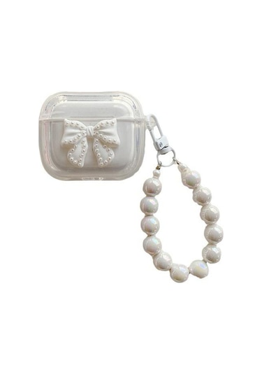 Apple Airpods 3. Nesil İle Uyumlu Kılıf Kalp Leopar Taş Kiraz Desenli Fiyok Tutmalı Kılıflar Gümüş