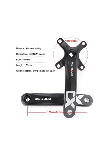 Teltree Dağ Bisikleti İçin Hafif Ve Dayanıklı 104bcd Kare Delikli Krank Kolu - 8/9/10/11 Vites Uyumlu Çok Renkli