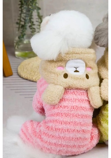 Caş Dekorasyon Pembe Renk Ayıcıklı Peluş Xl Köpek Tulum